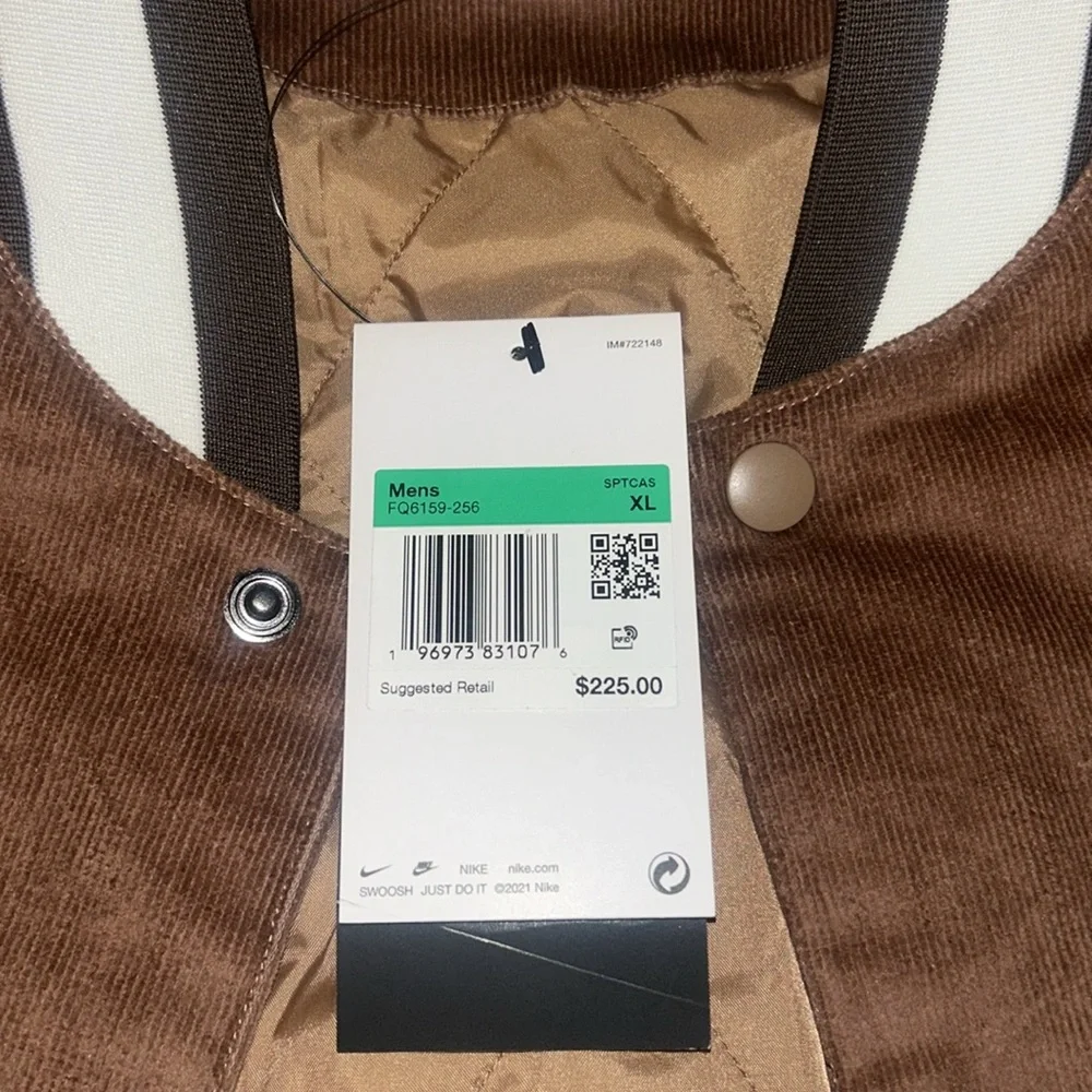 *NEW* NIKE CORDUROY LETTERMAN/VARSITY JACKET - Picture 3 of 3